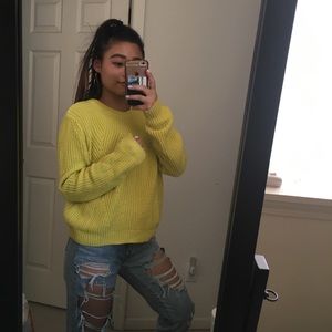 neon yellow knit sweater